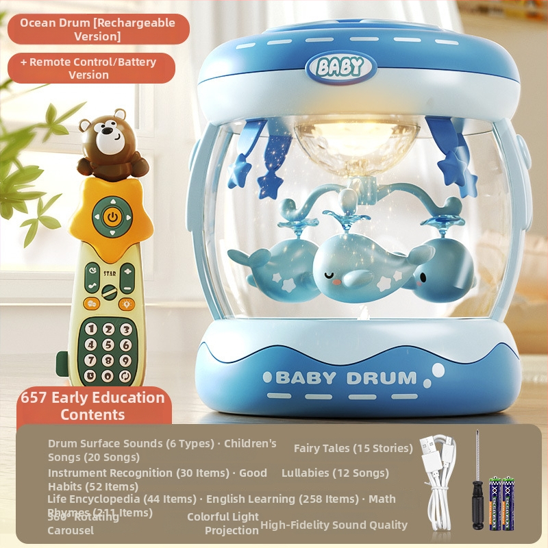 Yimi pöörlev muusikaline käetrumm mänguasi lastele vanuses 4–6 aastat, Bluetooth ja tuli, 3C sertifitseeritud (2023152202045704)