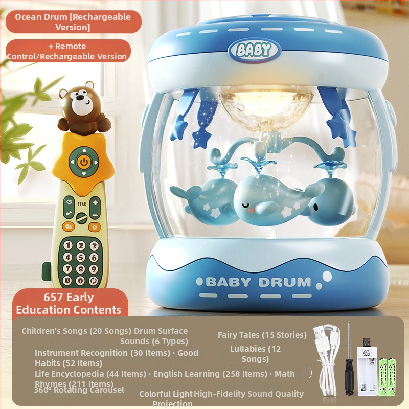 Yimi pöörlev muusikaline käetrumm mänguasi lastele vanuses 4–6 aastat, Bluetooth ja tuli, 3C sertifitseeritud (2023152202045704)