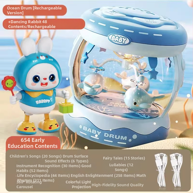 Yimi pöörlev muusikaline käetrumm mänguasi lastele vanuses 4–6 aastat, Bluetooth ja tuli, 3C sertifitseeritud (2023152202045704)