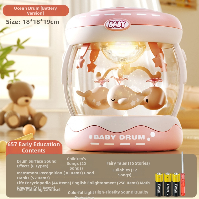 Yimi pöörlev muusikaline käetrumm mänguasi lastele vanuses 4–6 aastat, Bluetooth ja tuli, 3C sertifitseeritud (2023152202045704)