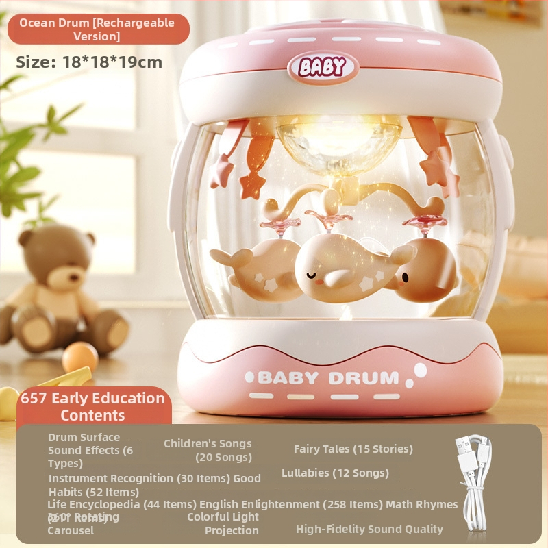 Yimi pöörlev muusikaline käetrumm mänguasi lastele vanuses 4–6 aastat, Bluetooth ja tuli, 3C sertifitseeritud (2023152202045704)