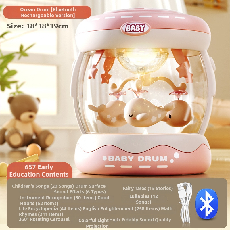 Yimi pöörlev muusikaline käetrumm mänguasi lastele vanuses 4–6 aastat, Bluetooth ja tuli, 3C sertifitseeritud (2023152202045704)