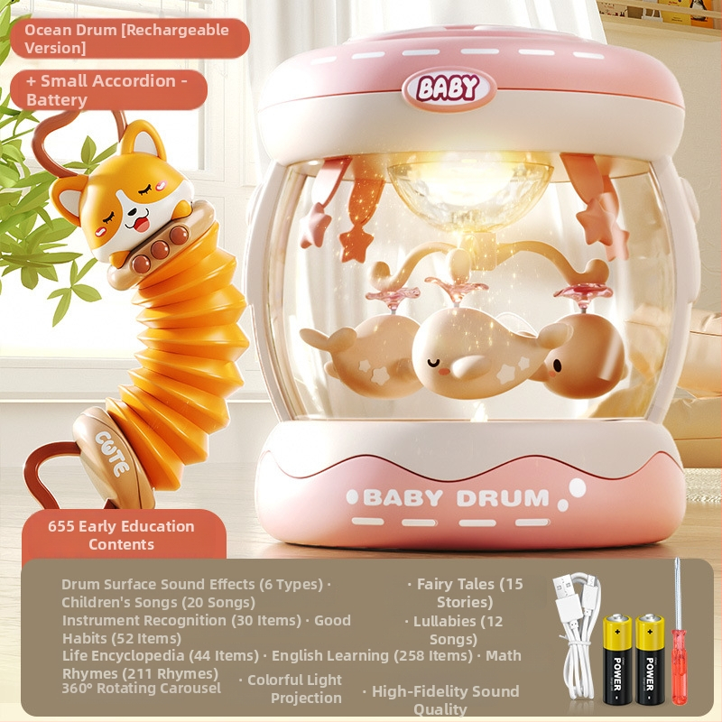 Yimi pöörlev muusikaline käetrumm mänguasi lastele vanuses 4–6 aastat, Bluetooth ja tuli, 3C sertifitseeritud (2023152202045704)