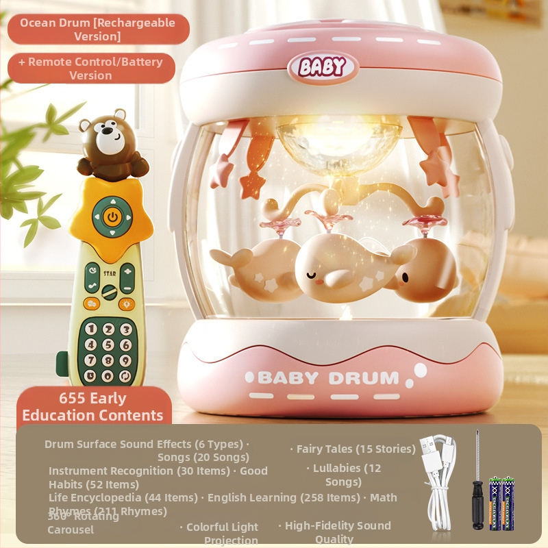 Yimi pöörlev muusikaline käetrumm mänguasi lastele vanuses 4–6 aastat, Bluetooth ja tuli, 3C sertifitseeritud (2023152202045704)