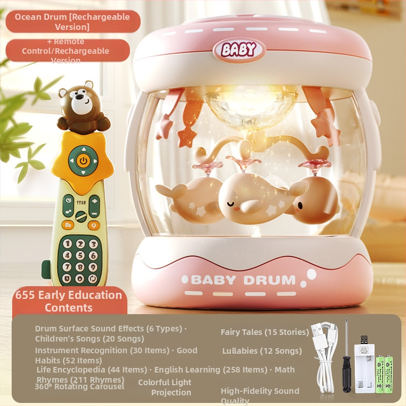 Yimi pöörlev muusikaline käetrumm mänguasi lastele vanuses 4–6 aastat, Bluetooth ja tuli, 3C sertifitseeritud (2023152202045704)