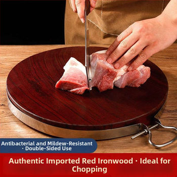 Drevená doska na krájanie z pevného dreva, antibakteriálna, guľatého tvaru, silnej konštrukcie, do kuchyne