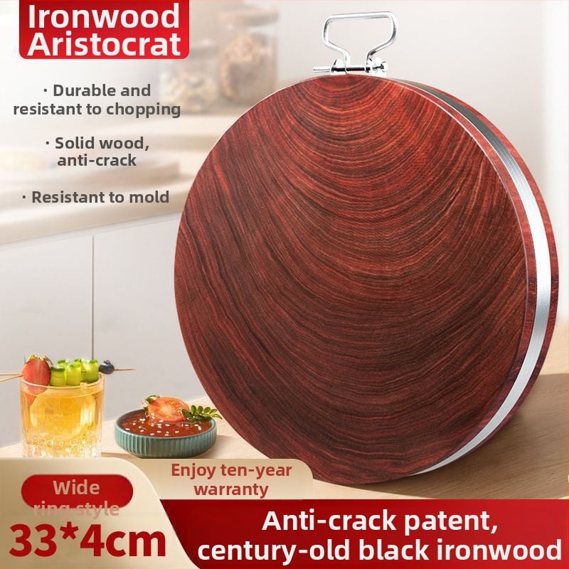 Drevená doska na krájanie z pevného dreva, antibakteriálna, guľatého tvaru, silnej konštrukcie, do kuchyne