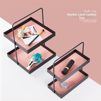 Kahekorruseline nahast ja rauastest lauaaru hoiukarp