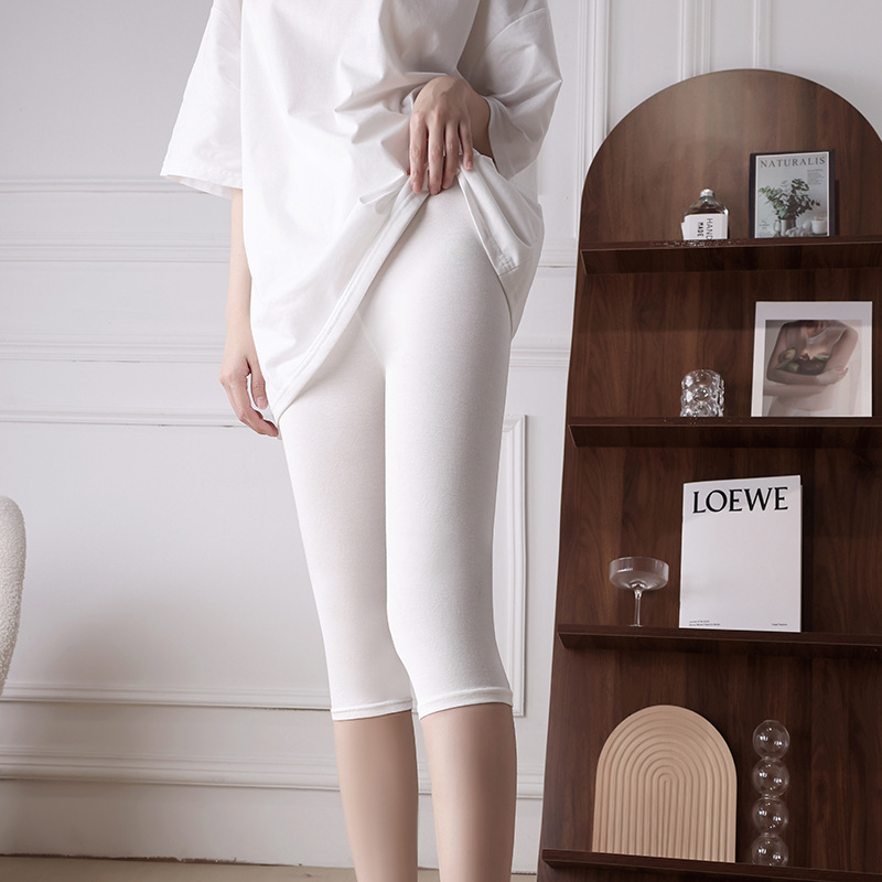 Dámske bezpečnostné legíny z viskózy, jacquard väzba, stredný pás, jednofarebný vzor, proti prehliadaniu