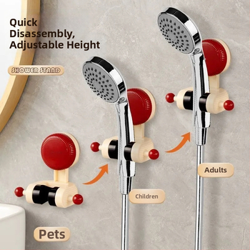 Odnímateľný držiak na sprchu s prísavkou, z plastu, moderný minimalistický štýl, jedno úroveň, pohyblivý, bez vŕtačky (hmotnosť 85 g)