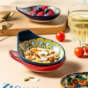 Keramická miska na korenie s držiakom, bohémsky štýl, guľatý tvar, mikrovlnná rúra vhodná, farba pod glazúrou