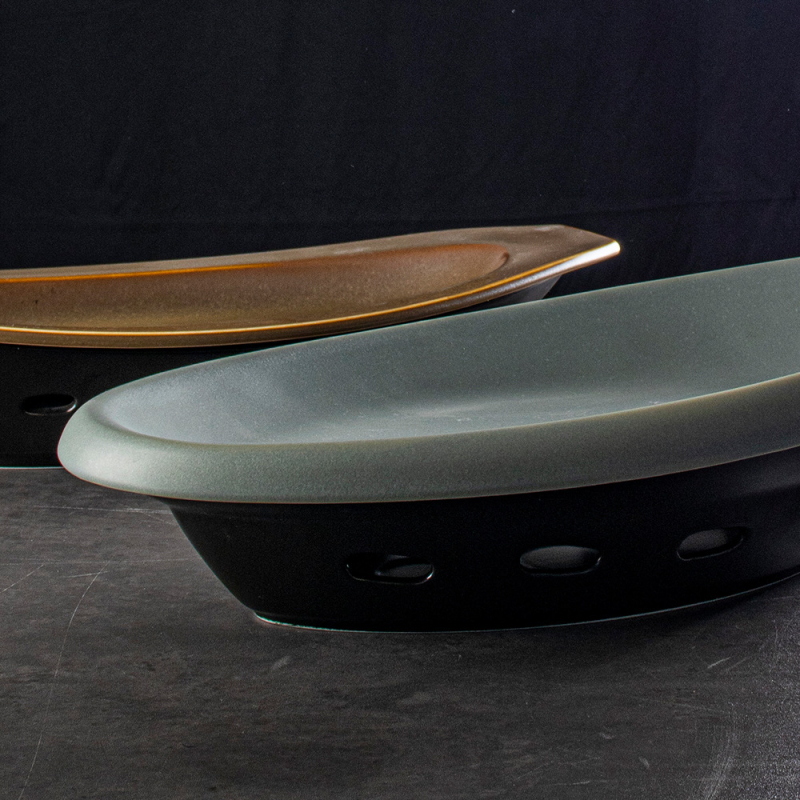 Shengjing márkájú ovális porcelán halas tál gyertyás melegítés és hőmegtartás funkcióval – hotel- és éttermi kerámia edények