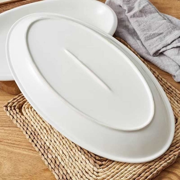 Farfurie pentru pește – ceramică, formă neregulată, porțelan îmbunătățit cu magneziu, culoare solidă, compatibil cu microunde