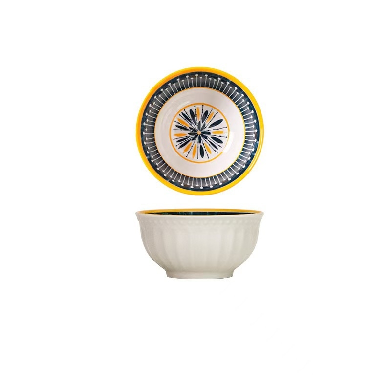 Nordický štýl keramických misiek v darčekovej krabičke, 12 kusov, kvetinový vzor, pod glazúrou