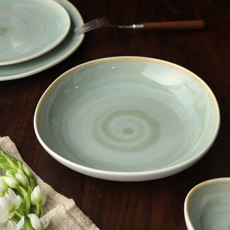 Porcelánová misa, japonského štýlu, nepravidelného tvaru, glazovaná povrchová úprava v peci, vhodná do mikrovlnnej rúry