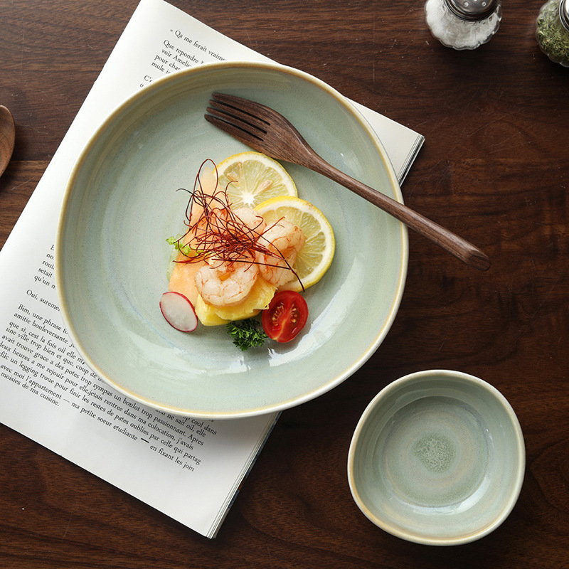 Porcelánová misa, japonského štýlu, nepravidelného tvaru, glazovaná povrchová úprava v peci, vhodná do mikrovlnnej rúry