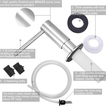 Žalvarinis praustuvo muilo dozatorius su 1,2 m silikonine žarna, rankinis paspaudimas, elektroplatinavimas, prekės ženklas Scott