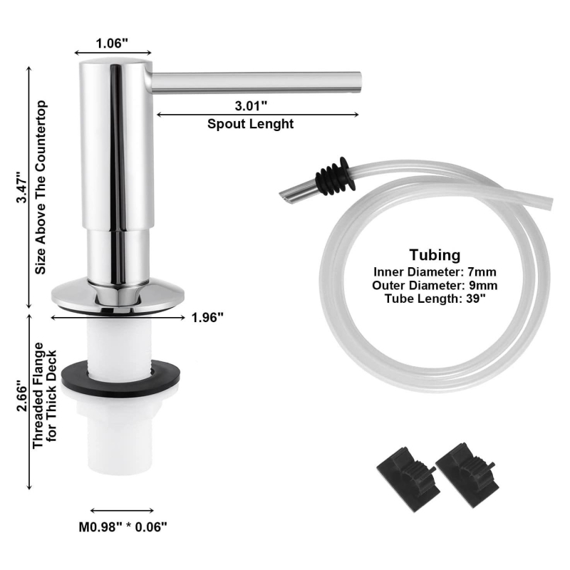 Žalvarinis praustuvo muilo dozatorius su 1,2 m silikonine žarna, rankinis paspaudimas, elektroplatinavimas, prekės ženklas Scott