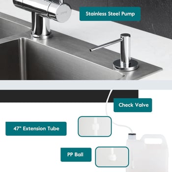 304 nerūdijančio plieno plautuvės muilo dozatorius, rankinis paspaudimo mechanizmas, šiuolaikinis minimalistinis stilius, poliruotas/elektroplatintas/nudažytas paviršius, svoris 350 g