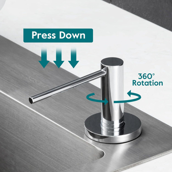 304 nerūdijančio plieno plautuvės muilo dozatorius, rankinis paspaudimo mechanizmas, šiuolaikinis minimalistinis stilius, poliruotas/elektroplatintas/nudažytas paviršius, svoris 350 g
