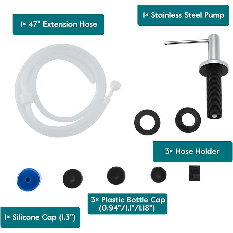 304 nerūdijančio plieno plautuvės muilo dozatorius, rankinis paspaudimo mechanizmas, šiuolaikinis minimalistinis stilius, poliruotas/elektroplatintas/nudažytas paviršius, svoris 350 g