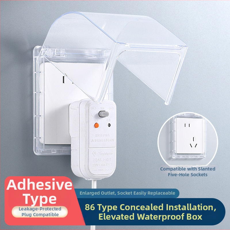 Vodotesná zásuvková skrinka s nakloneným usporiadaním piatich otvorov, samolepiaca, ochrana proti úniku prúdu