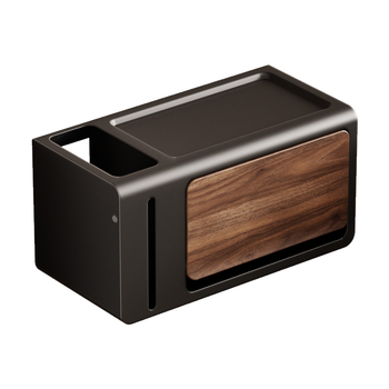 Seinasse paigaldatav WC-paberi karp koos kaanega, pähkli puu tekstuuriga, veekindel, materjal: süsinikteras+ABS