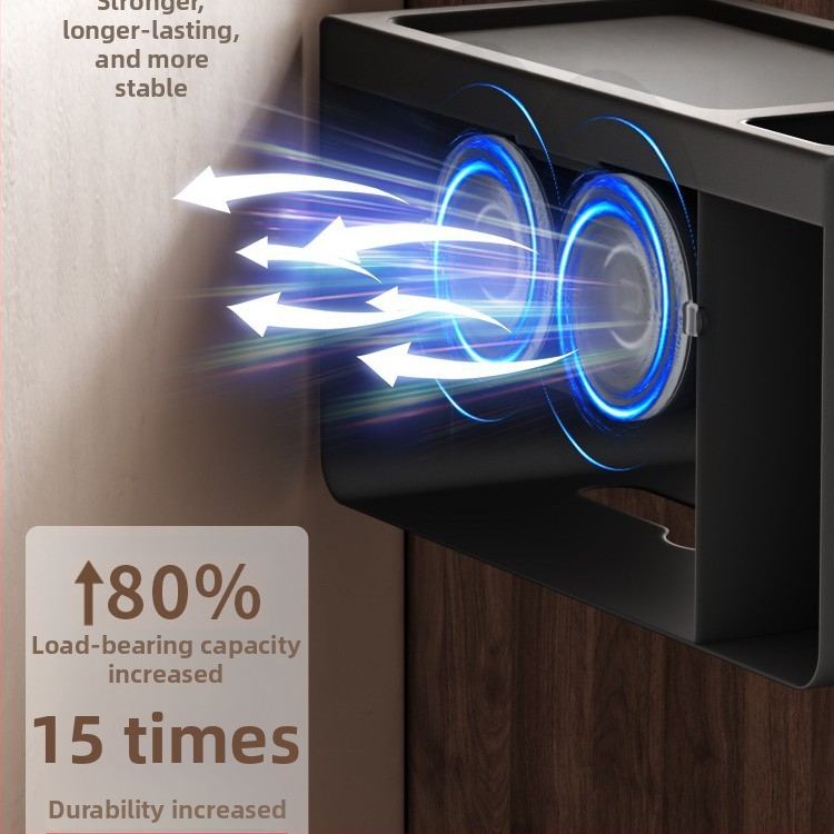 Seinasse paigaldatav WC-paberi karp koos kaanega, pähkli puu tekstuuriga, veekindel, materjal: süsinikteras+ABS