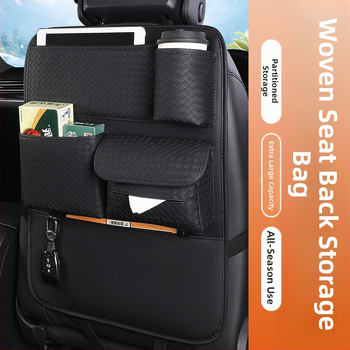 Automobilio galinės sėdynės organizatorius, oda, vandens puodelio kišenė, rakto kabliukas, individualizuojamas