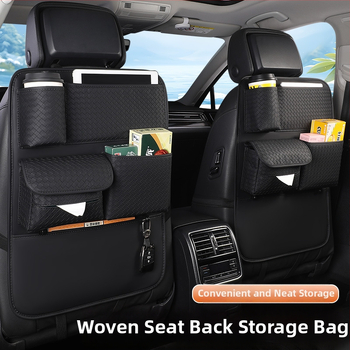 Automobilio galinės sėdynės organizatorius, oda, vandens puodelio kišenė, rakto kabliukas, individualizuojamas