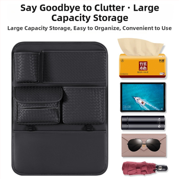 Automobilio galinės sėdynės organizatorius, oda, vandens puodelio kišenė, rakto kabliukas, individualizuojamas