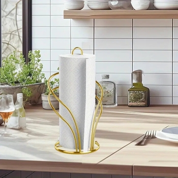 Vertikálny kovový držiak na papierové utierky, kruhového tvaru, z uhlíkovej ocele, elektroplatovanie, moderný minimalistický štýl