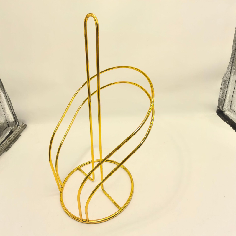 Vertikálny kovový držiak na papierové utierky, kruhového tvaru, z uhlíkovej ocele, elektroplatovanie, moderný minimalistický štýl