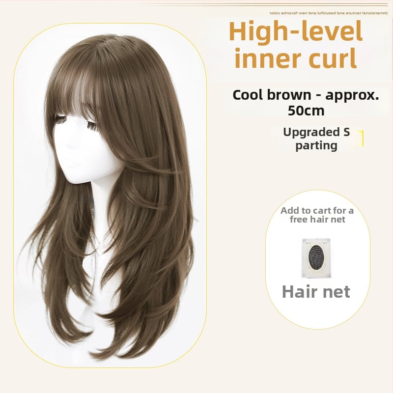 Sieviešu garā taisnu matu parūka — dabisks stils, augstas temperatūras izturīgas šķiedras, mašīniskā ražošana