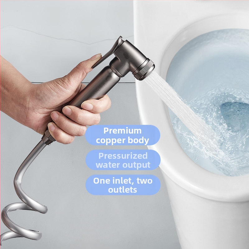 Toaleti kaaslane spreipüstol, vaskmaterjal, spiraalne paigaldus, normaalne rõhk, sisemine diameeter 4 punkti, elektroplaaditud pind