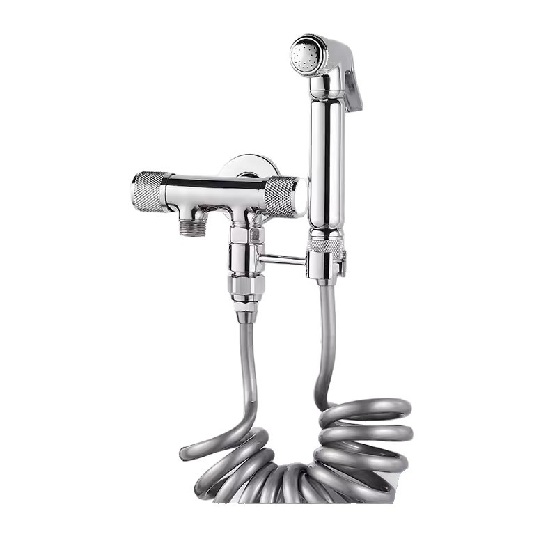 Toaleti kaaslane spreipüstol, vaskmaterjal, spiraalne paigaldus, normaalne rõhk, sisemine diameeter 4 punkti, elektroplaaditud pind