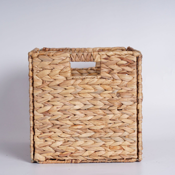 Coș de depozitare țesut manual din Water Hyacinth, pliabil cu sârmă de fier, model XHW-XH0001, stil retro