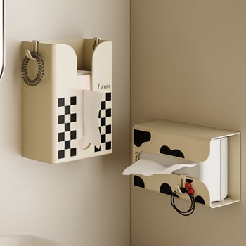 Hani PP Cutie de hârtie igienică montată pe perete cu raft de depozitare | Model HN-225 | Rezistentă la apă, Multifuncțională | Fără găuri, Design suspendat invers