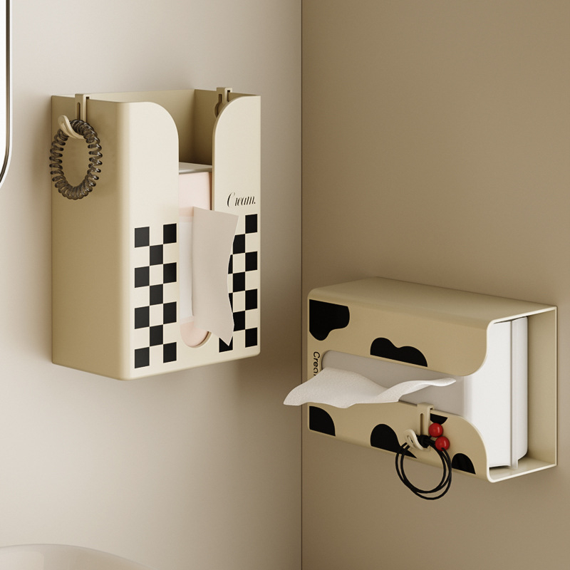 Hani PP Cutie de hârtie igienică montată pe perete cu raft de depozitare | Model HN-225 | Rezistentă la apă, Multifuncțională | Fără găuri, Design suspendat invers