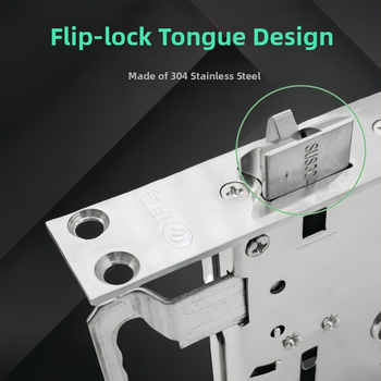 Durų spynos korpusas - nerūdijančio plieno, viso plieno, storintas, universalus, su rankenos užraktu