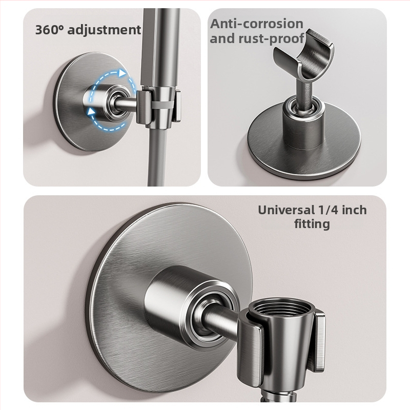 Duši peas hoidik käsidušile, roostevabast terasest, puurimiseta paigaldus, mudel Hand spray bracket, 1.6 MPa