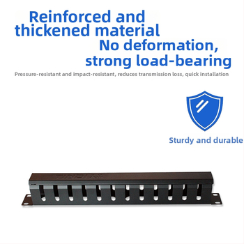 Metalo kabelių organizatorius 19 colių stelažams, Cat5e/Cat6 suderinamas, ≥10 000 jungčių/atsijungimo ciklų