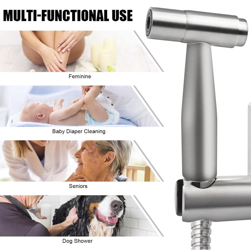 304 roostevabast terasest nupud pritsimise komplekt toaletile, ilma puurimiseta, rõhuotsuum