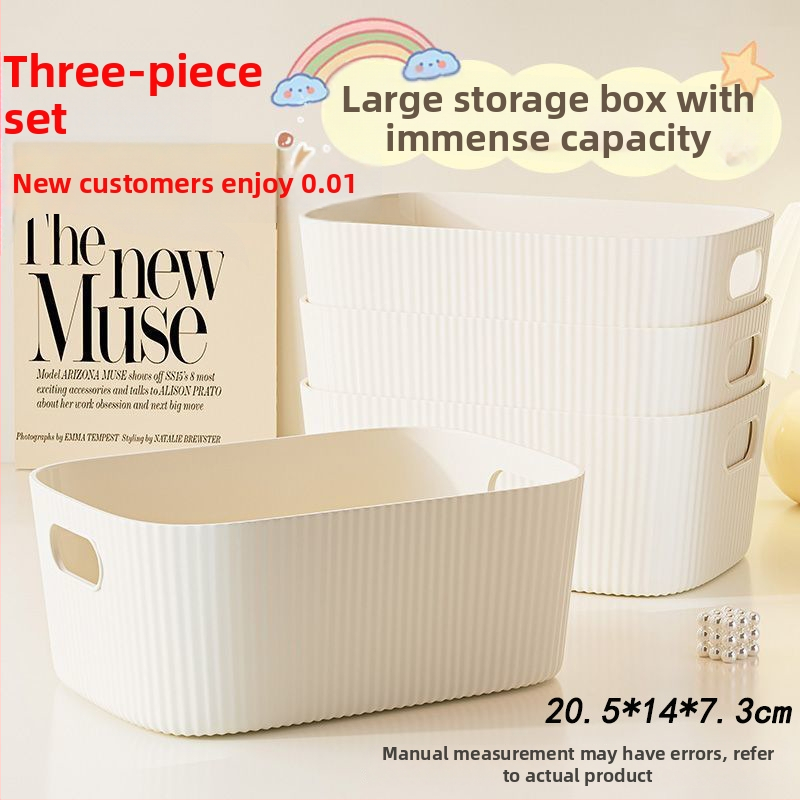 Kolm tükki laua hoiukastide komplekt — plastikust, maht 2 L, ilma kaaneta, kaasaegne minimalistlik stiil