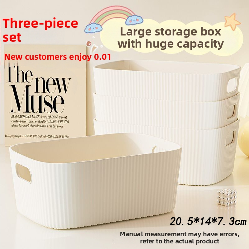 Kolm tükki laua hoiukastide komplekt — plastikust, maht 2 L, ilma kaaneta, kaasaegne minimalistlik stiil