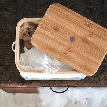 Puuvillane hoiukarp kapakaga, vannitoa organiseerija aluspesu ja pesu jaoks, jaapani stiilis hoiukorv