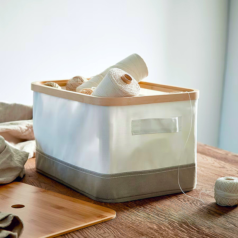 Puuvillane hoiukarp kapakaga, vannitoa organiseerija aluspesu ja pesu jaoks, jaapani stiilis hoiukorv