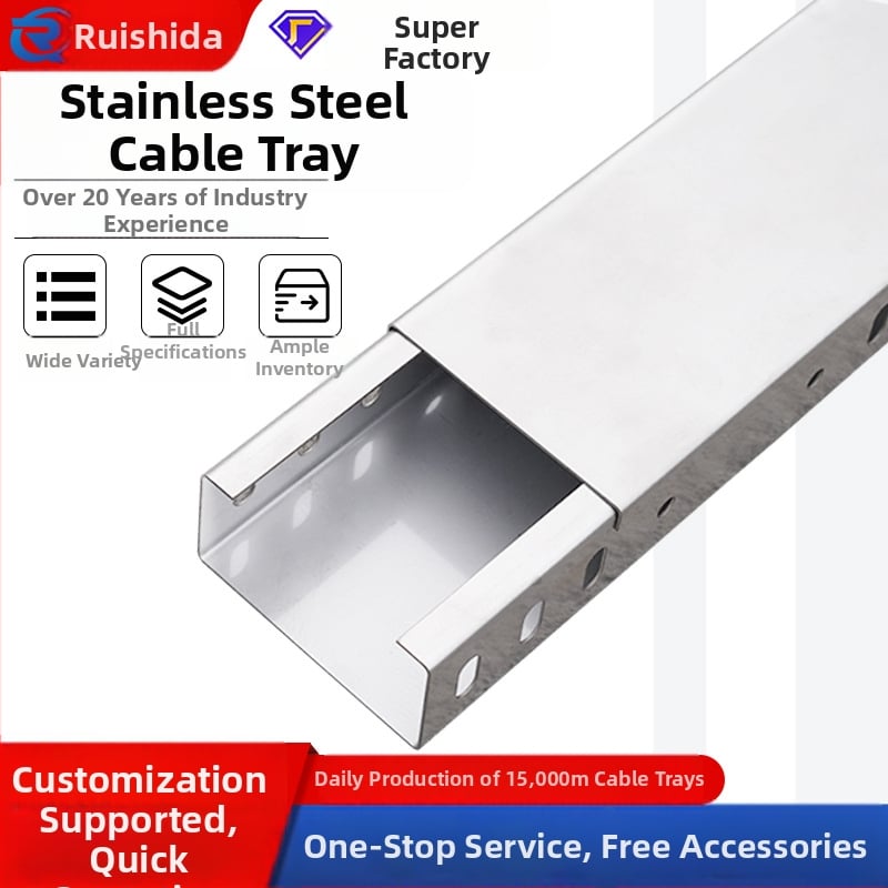 304 nerūdijančio plieno kabelių kanalas – vidaus ir lauko naudojimui, laiptinio tipo, didelis stiprumas, atsparumas korozijai, individualus gamybos užsakymas