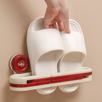 Raft pentru papuci de baie - montaj pe perete fără găuri, din plastic, 1 etaj, organizator baie