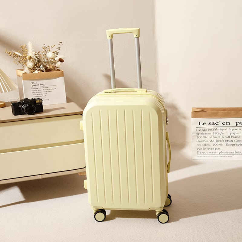 Reisikohver universalsete ratastega, ABS+PC korpus, kaal 3 kg, tõmbluku avamine, triibuline muster, polüestri vooder, tavaline kombineeritud lukk (ABS+PC materjal, 3 kg, tõmblukk avamine, universaalsed rattad, tavaline kombineeritud lukk)